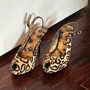 Sam Edelman Women’s peep toe Leopard print Stiletto